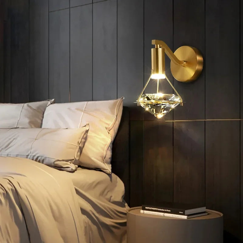 DecorBites™ Diamond Crystal Wall Lamp Luxury Nordic Modern Living Room Lighting