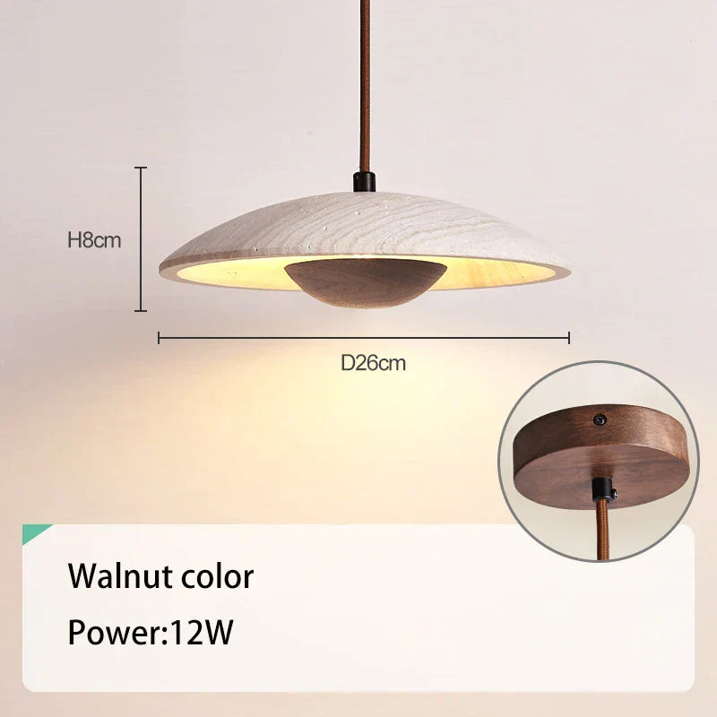 DecorBites™ Cream Stone Wood Chandelier: Danish Style Bedroom Pendant Lamp for Natural Atmosphere