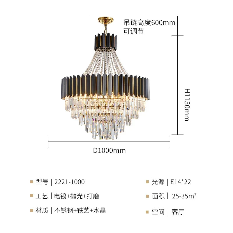 DecorBites™ Crystal Chandelier for Duplex Living: Modern Elegance for Hotel, Villa, and Home.