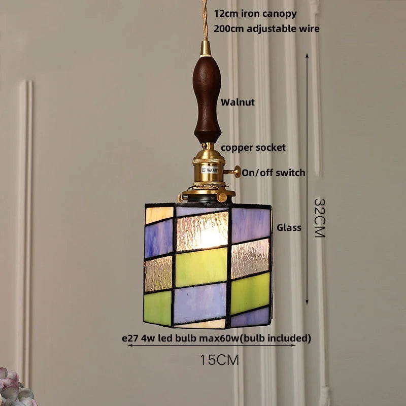 DecorBites™ Blue Glass LED Pendant Light Fixture Modern Nordic Wire Hanging Lamp