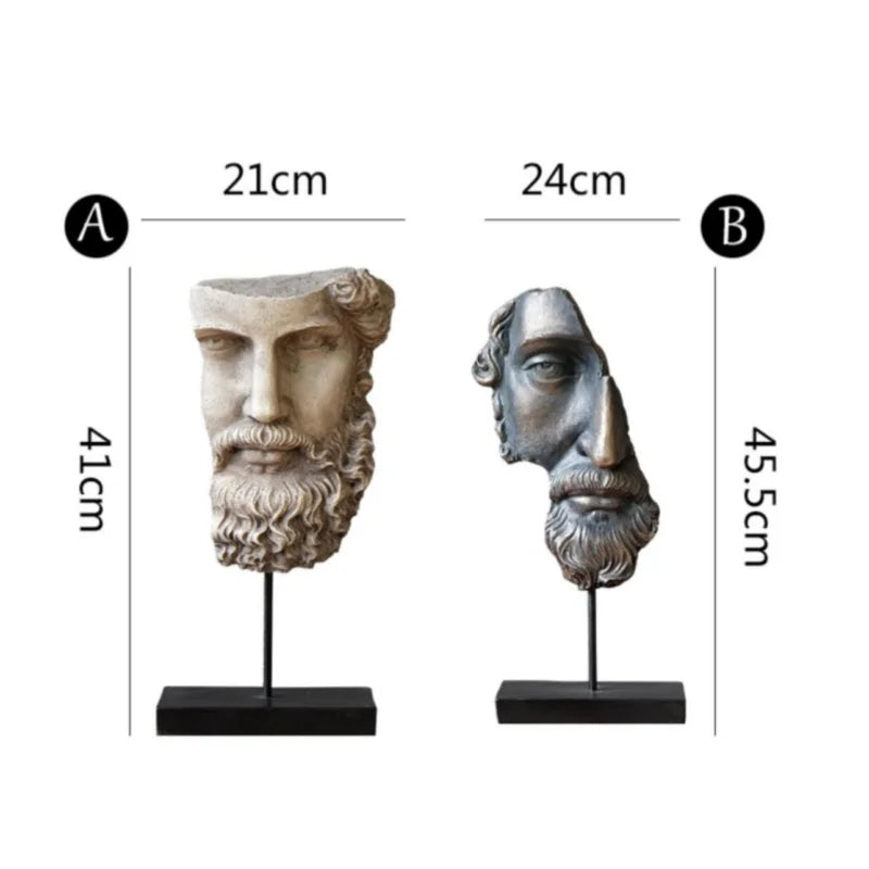 DecorBites™ Abstract David Face Resin Sculpture for Home Decor