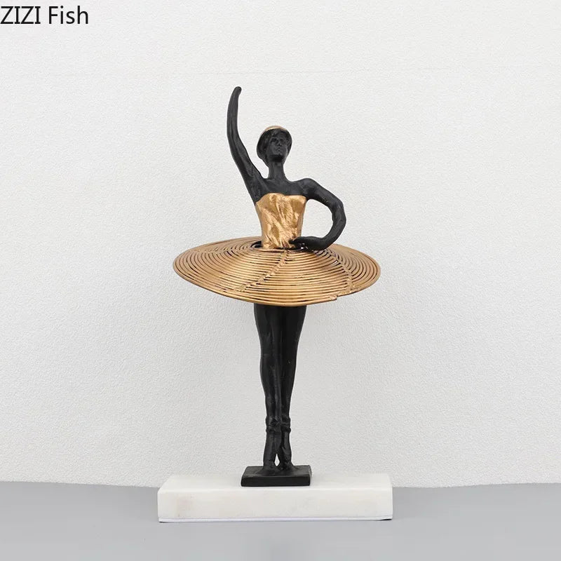 DecorBites™ Golden Ballerina Sculpture Desk Ornament Aesthetic Room Decor Figure