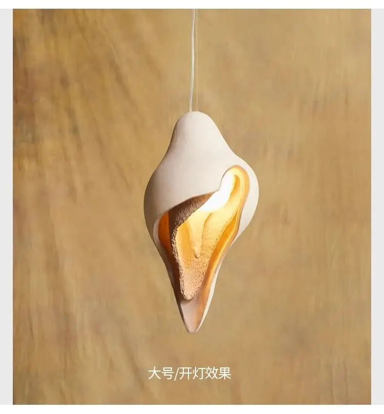 DecorBites™ Gypsum Conch Pendant Lamp, Wabi Sabi Style for Living Room, Bedroom, and Staircase