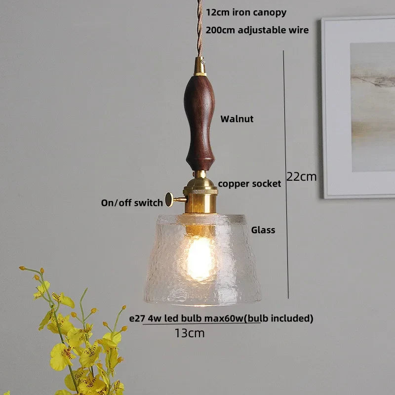 DecorBites™ Adjustable LED Pendant Lights Ash Wood White Ceramic Modern Hanging Lamp