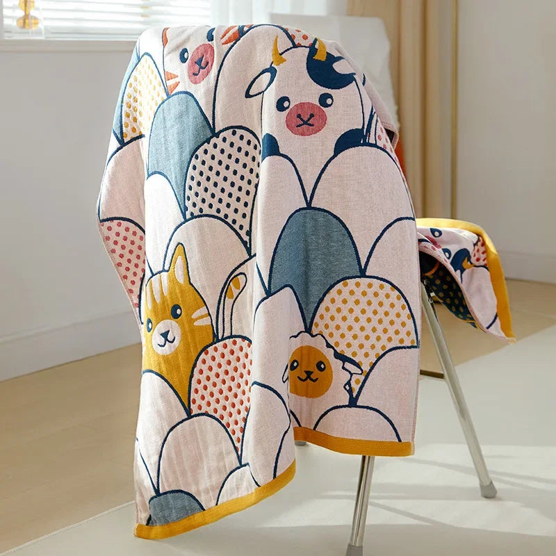 DecorBites™ Cotton Gauze Bath Towel - Large Cartoon Towel 70x140cm