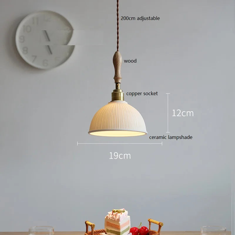 DecorBites™ Ceramic LED Pendant Light: 30CM, Home Decor, Bedroom, Living Room, Dinning, Wood & Copper Socket