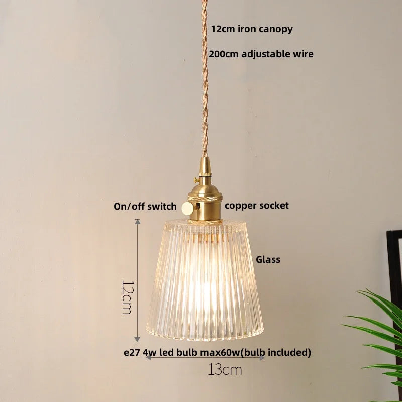 DecorBites™ Clear Glass LED Pendant Bar Kitchen Nordic Copper Dining Room Suspension