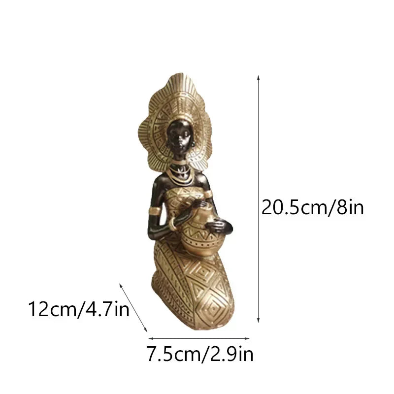 DecorBites™ Black Woman Resin Figurine: Exotic Decor for Home Living Room, Bedroom, Desktop