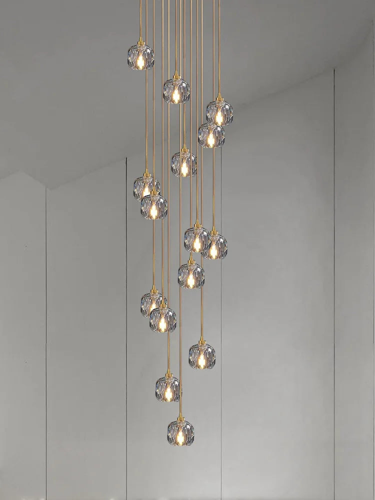 DecorBites™ Crystal Stainless Steel Staircase LED Chandelier for Modern Luxury Interiors