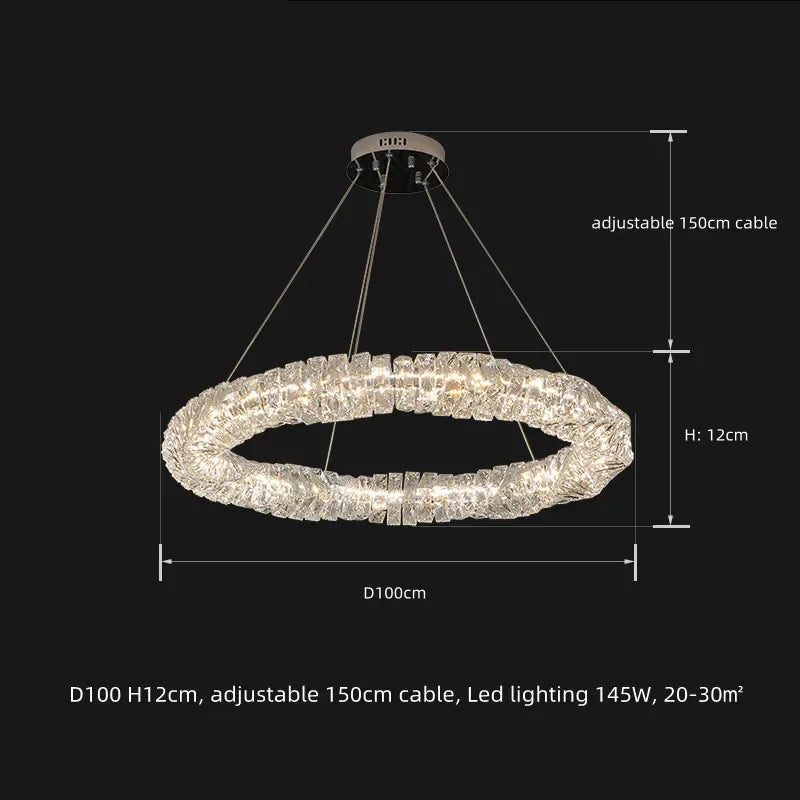 DecorBites™ Crystal LED Pendant Lights | Dimmable Ring Hanging Lamp | Modern Luxury Decor Fixtures