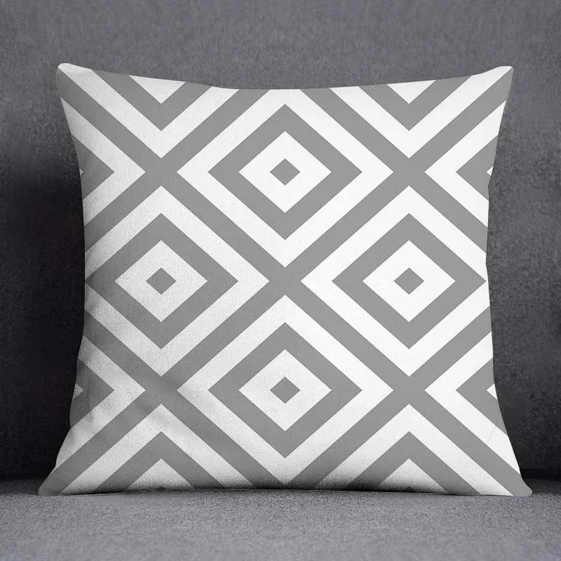 DecorBites™ Geometric Floral Print Lumbar Pillow Case 45X45cm Sofa Cushion Cover