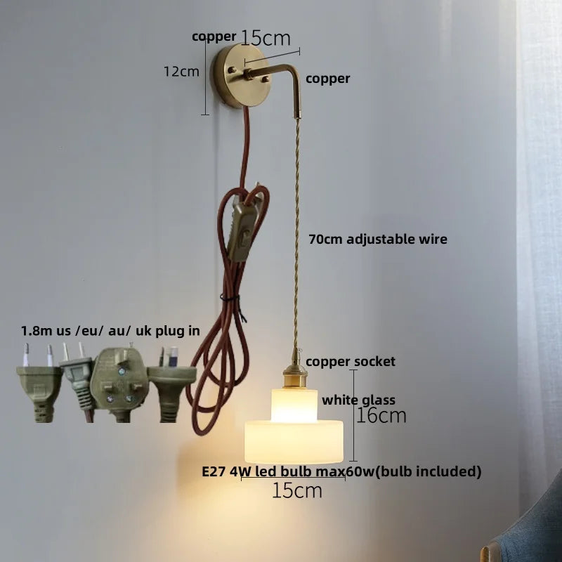 DecorBites™ LED Glass Wall Light Fixture Bedroom Aisle Study Modern Adjustable Bedside Lamp