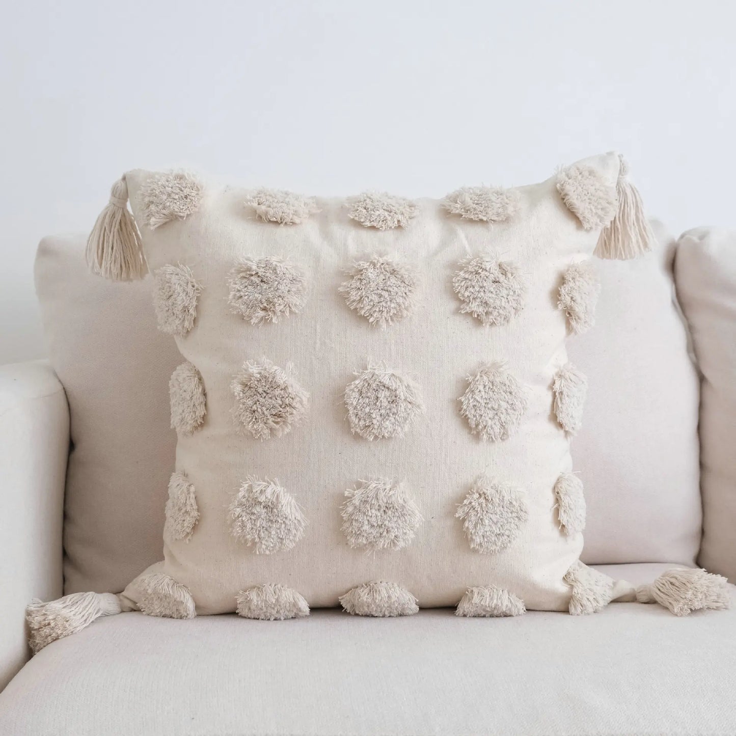 DecorBites™ Boho Beige White Embroidered Pillow Cases Set