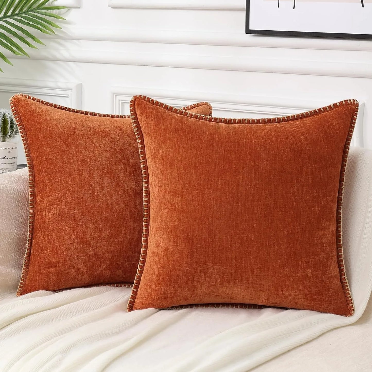 DecorBites™ Luxe Chenille Velvet Cushion Cover Set for Elegant Living Room Decor