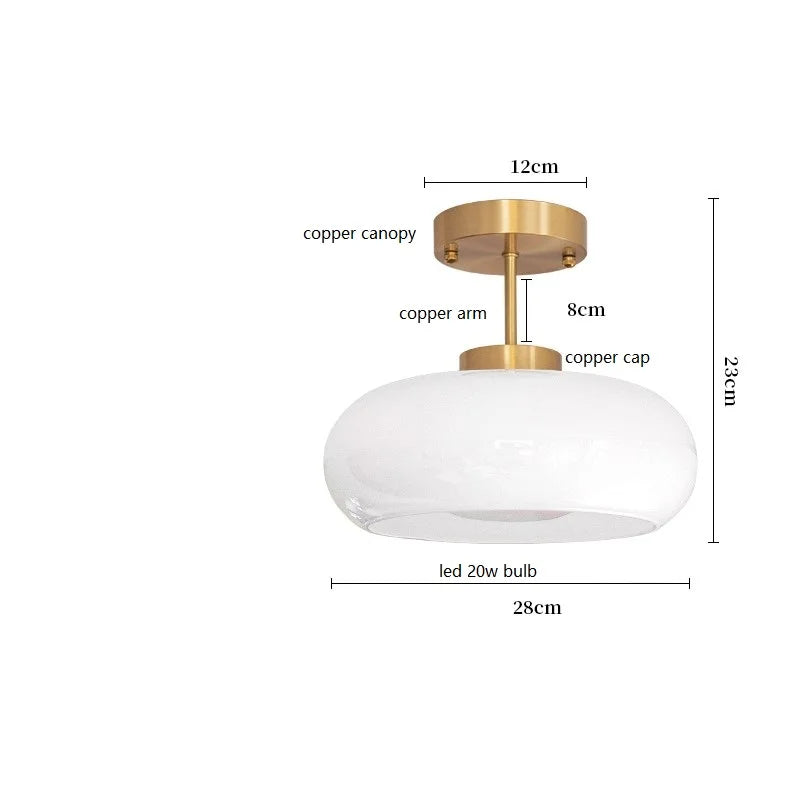 DecorBites™ Copper Bauhaus LED Pendant Light - Orange Glass Fixture for Home Indoor Lighting
