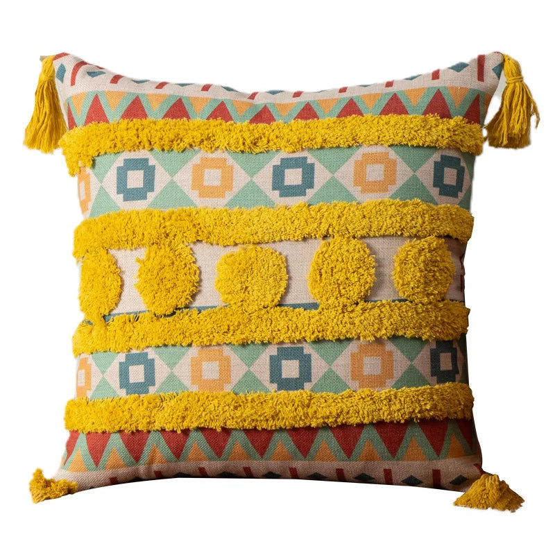 DecorBites™ Boho Fringe Pillow Covers 45x45 - Luxury Decorative Cushions for Sofa and Bed