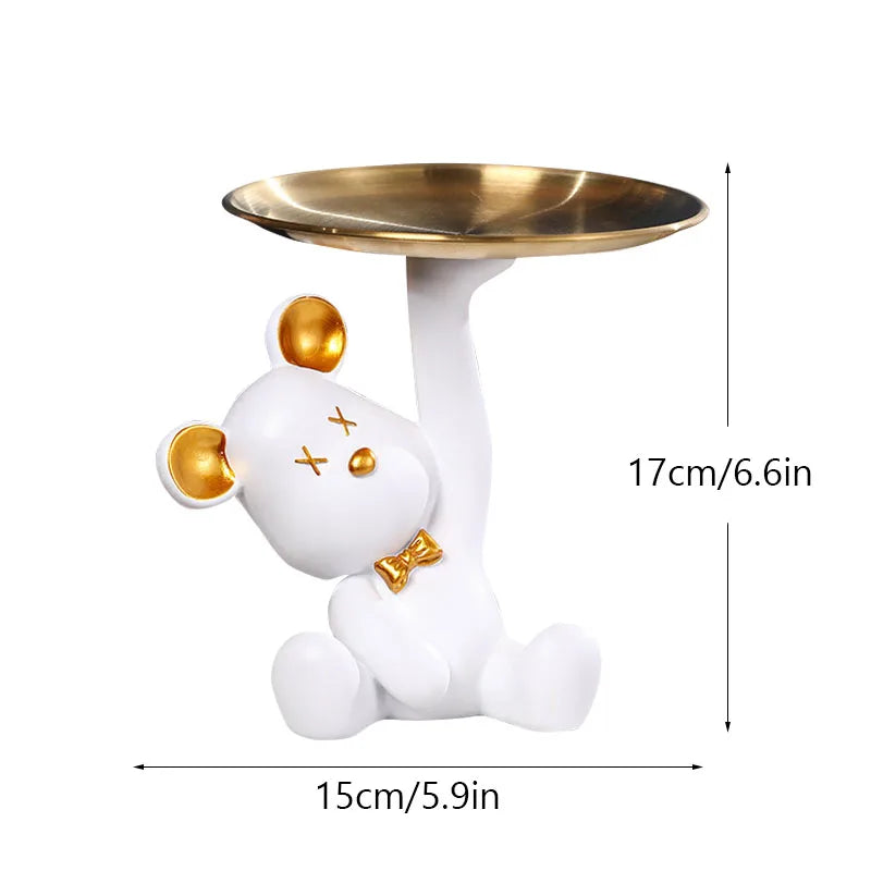 DecorBites™ Bear House Entry Tray Keys Receiver Storage Figurines