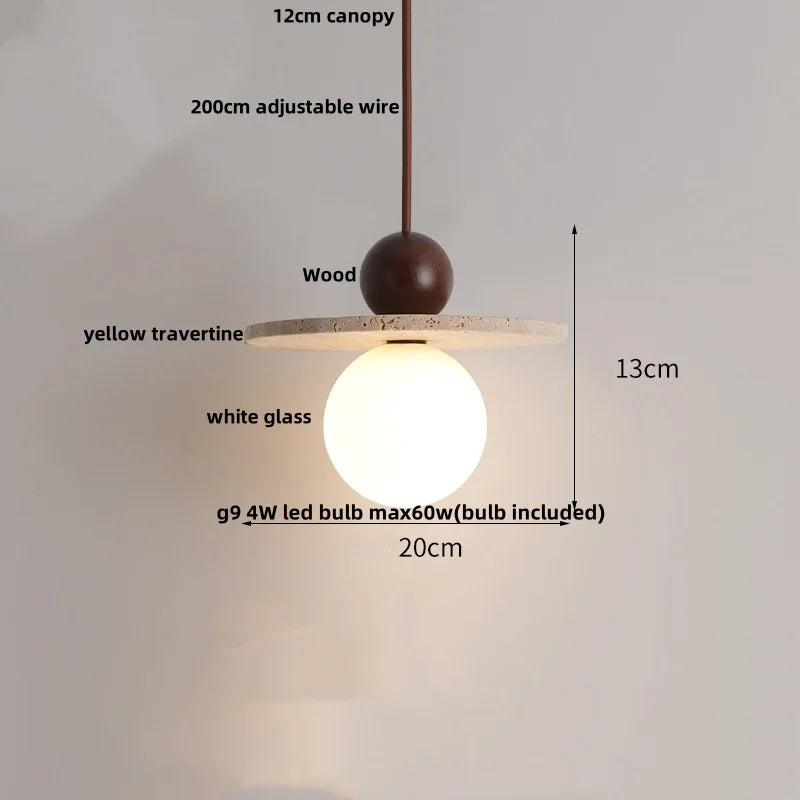 DecorBites™ LED Wood Pendant Light Fixture Wabi Sabi Hang Lamp for Living Room