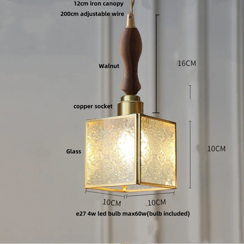 DecorBites™ Glass Brass Pendant Lamp Adjustable Wire LED Dining Room Kitchen Bar Balcony Decor
