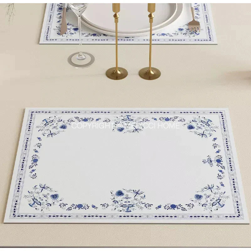 DecorBites™ Blue Onion Print Tablecloth Overlay: Luxe French Pastoral Banquet Dining Decoration