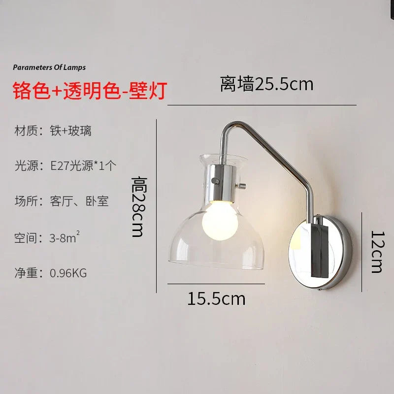 DecorBites™ Bauhaus Glass LED Wall Lamp Iron Art Decor for Bedroom Living Room
