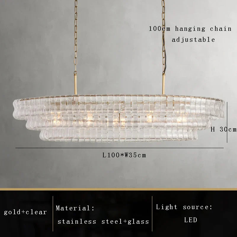 DecorBites™ Brown Glass Pendant Lights for Dining Table Chandelier, Oval Clear Round Suspension Lamp