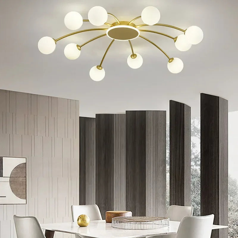 DecorBites™ Ball Glass Ceiling Light in Gold for Living Room, Dining, Bedroom by DecorBites™