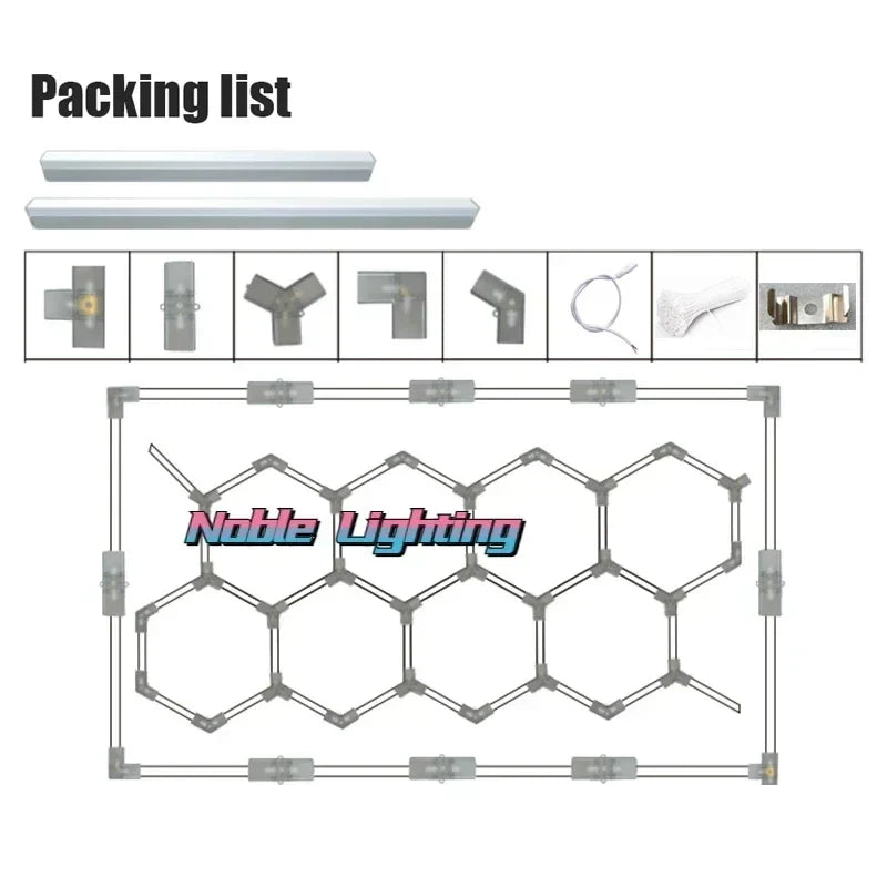 DecorBites™ Geometric LED Lights for Exhibition Car Detailing Garage Workshop - Polygonal Snowflake Theme