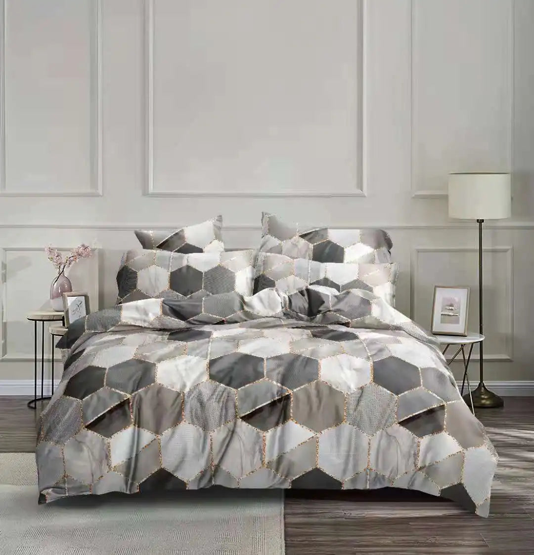 DecorBites™ Honeycomb Marble Patterned Bedding Set, Luxurious Duvet Cover with Pillowcase