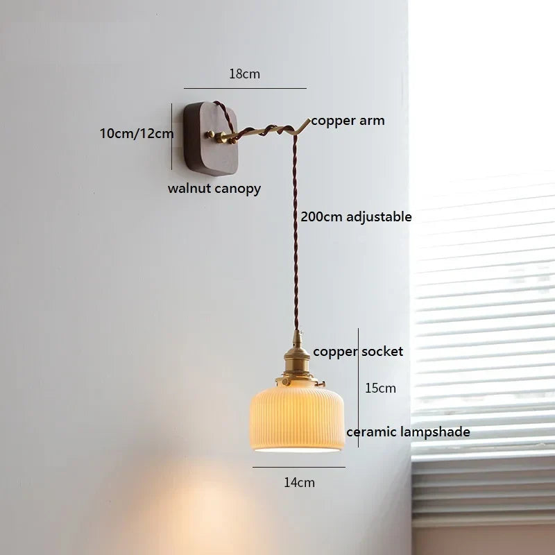 DecorBites™ Ceramic Ball LED Wall Lights with Pull Chain Switch for Bedroom Bathroom