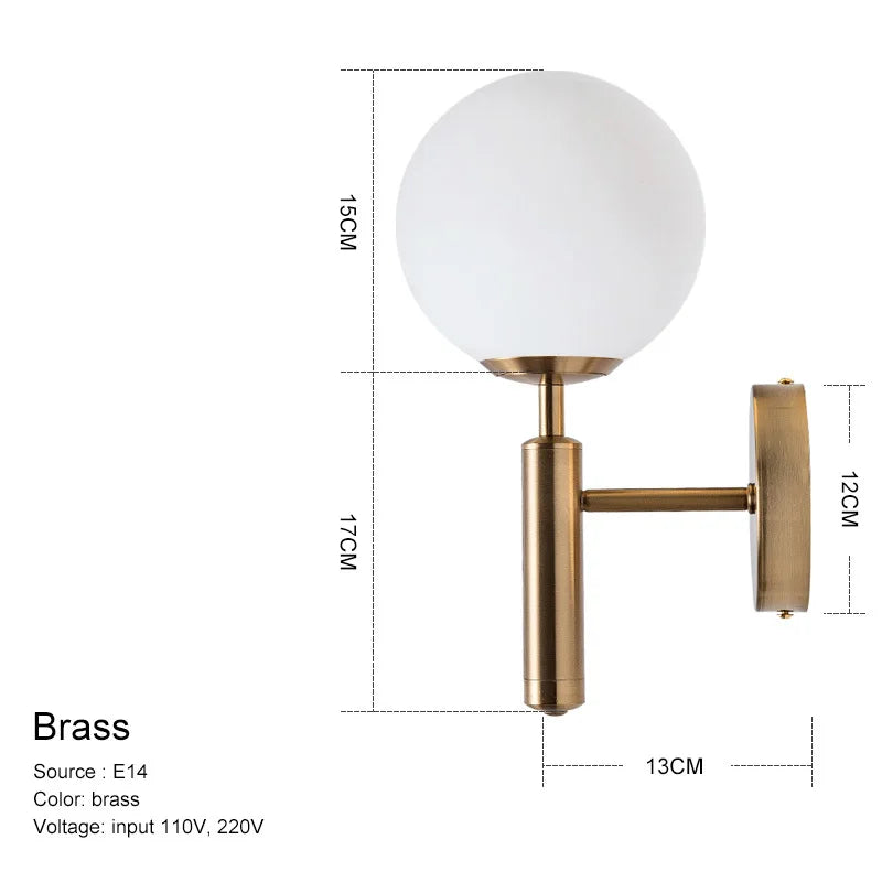 DecorBites™ Glass Ball Mirror Wall Lights for Bedroom Living Room Decor