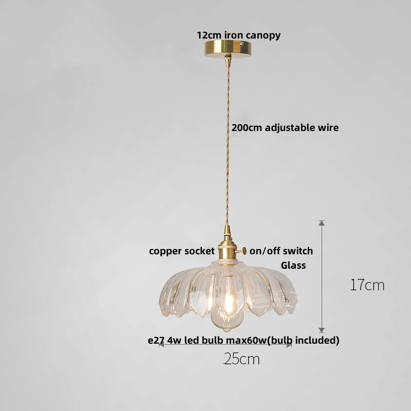 DecorBites™ Amber Glass LED Pendant Lamp 200cm Wire Adjustable Nordic Modern Simple Hanging Lights