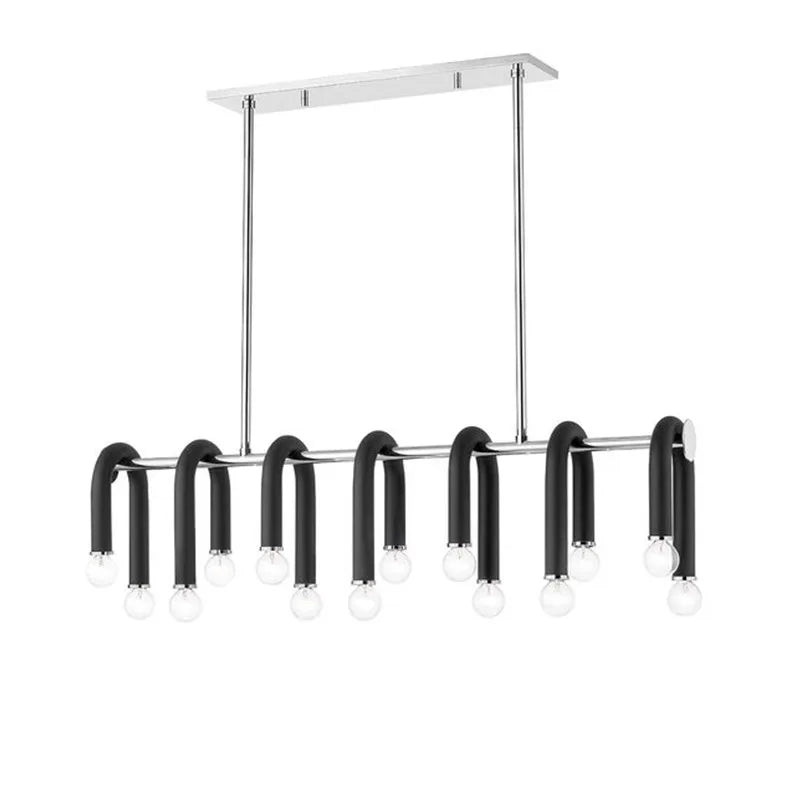 DecorBites™ Black Aluminum U-Shaped Tube Dimmable LED Chandelier for High Ceilings