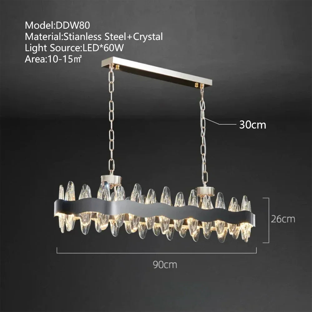 DecorBites™ Crystal LED Chandelier: Luxury Living Room Pendant Light with Modern Design