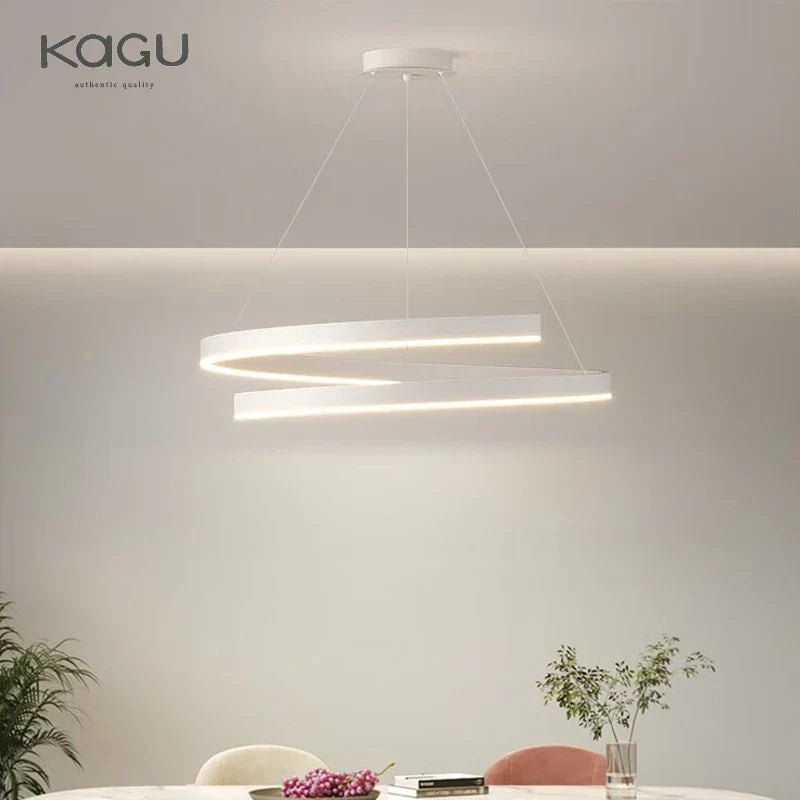 DecorBites™ Black/White Spiral Chandelier for Living Dining Kitchen. Trendy Round Indoor Lighting Fixture.