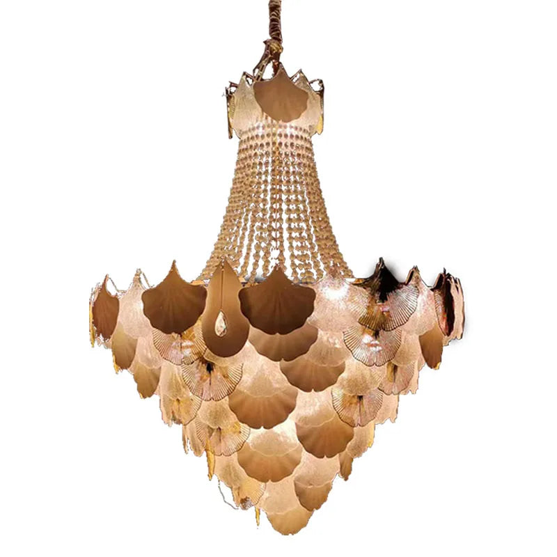 DecorBites™ Ginkgo Gold LED Chandelier Fixture for Living Room