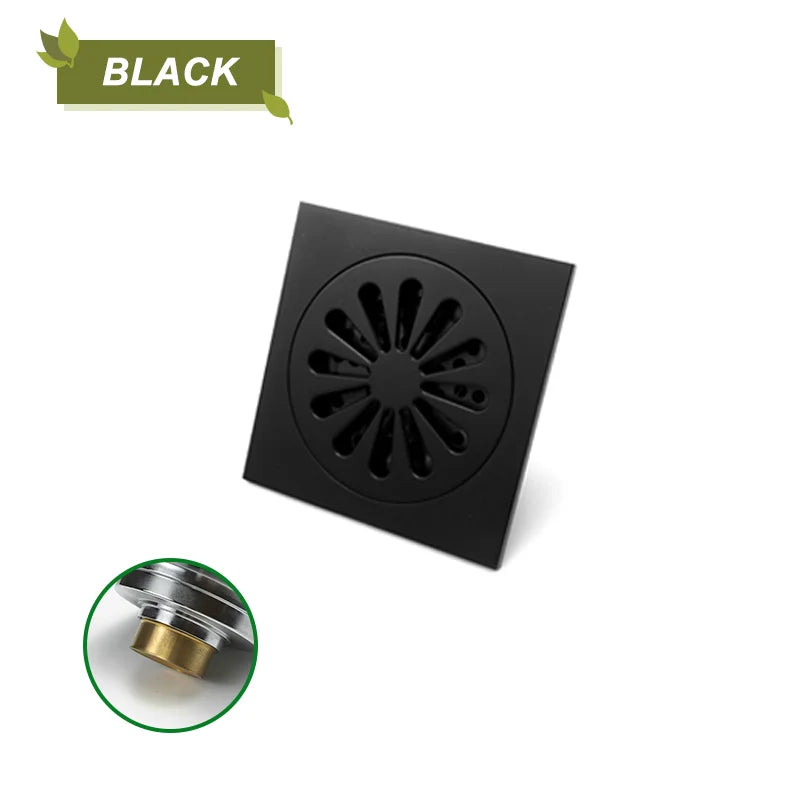 DecorBites™ Brass Square Shower Floor Drain for Kitchen and Bathroom, Insect-proof and Odor-proof