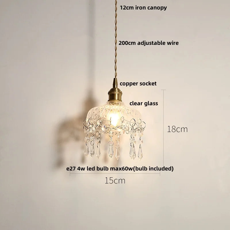 DecorBites™ Copper Canopy LED Pendant Light Fixture Green Glass Hanging Lamp
