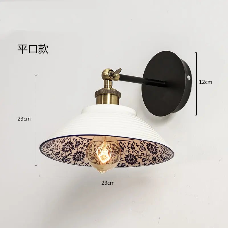 DecorBites™ Blue White Porcelain Wall Lamp: Modern Ceramic Sconces for Living Room, Bedroom, Bathroom