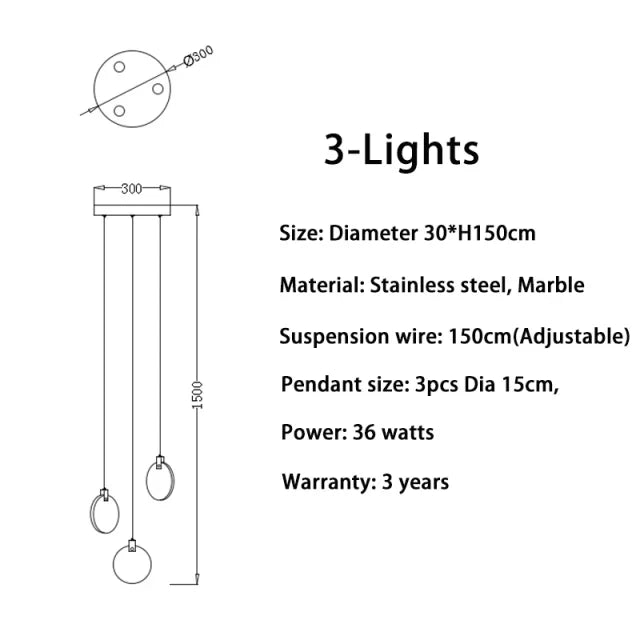 DecorBites™ LED Marble Ceiling Pendant Lamp, Modern Interior Lighting for Living Room