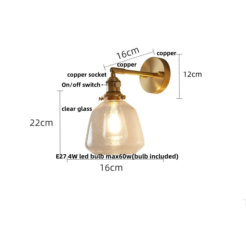 DecorBites™ Clear Glass Copper Knob LED Wall Lights | Modern Nordic Design