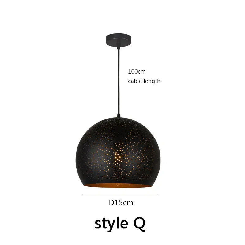 DecorBites™ Black Nordic Industrial Pendant Light Chandelier Retro Decor E27 Dining Kitchen Lamp