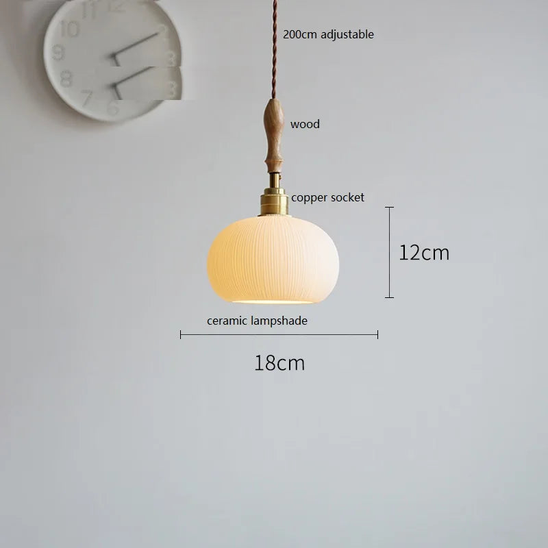 DecorBites™ Ceramic LED Pendant Light: 30CM, Home Decor, Bedroom, Living Room, Dinning, Wood & Copper Socket