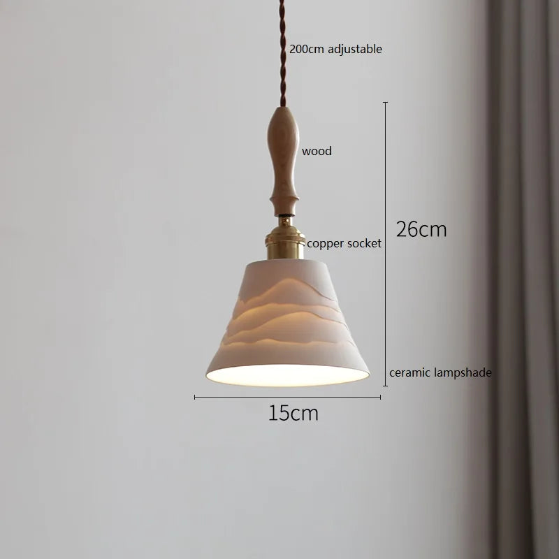 DecorBites™ Butterfly Ceramic LED Pendant Lamp with Wooden Handle for Home Decor