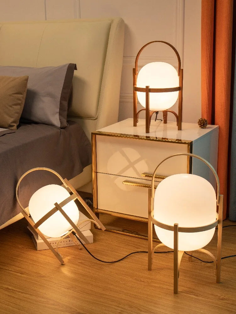 DecorBites™ Glass & Wood/Metal Table Lamp - Japanese Style Room Light