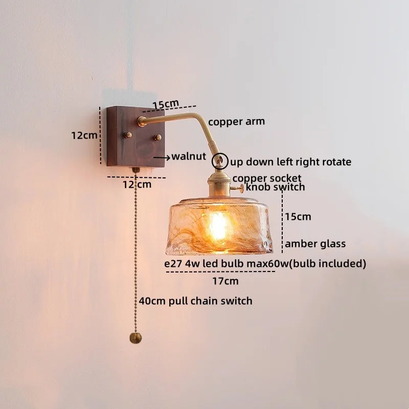 DecorBites™ Ceramic LED Wall Sconce Pull Chain Switch Mirror Light Fixtures
