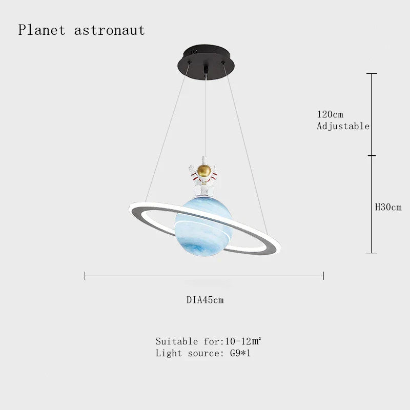 DecorBites™ Astronaut Ball LED Light: Modern Boys Room Decor, Acrylic Planet Earth Pendant