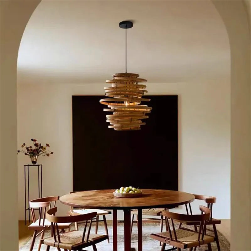 DecorBites™ Bamboo Birdnest Pendant Light for Dining Room, Handmade Wicker Lamp for Kitchen Bar & Living Room