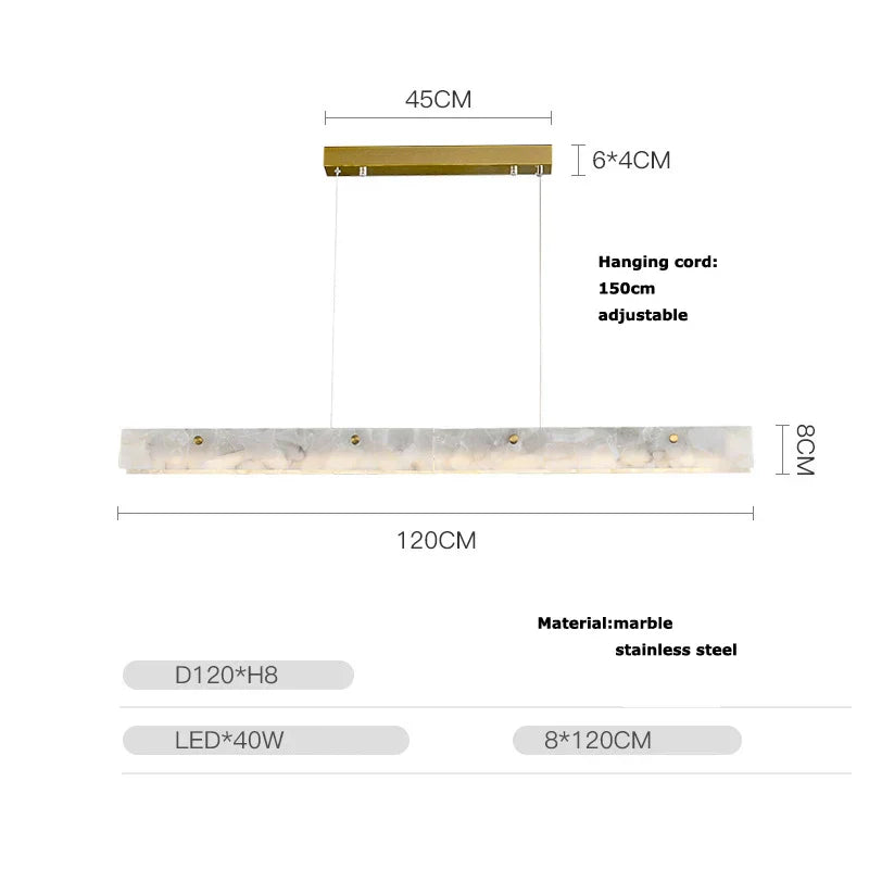 DecorBites™ Art Deco Marble Steel Chandelier: Modern LED Black Gold Lighting for Dinning Room