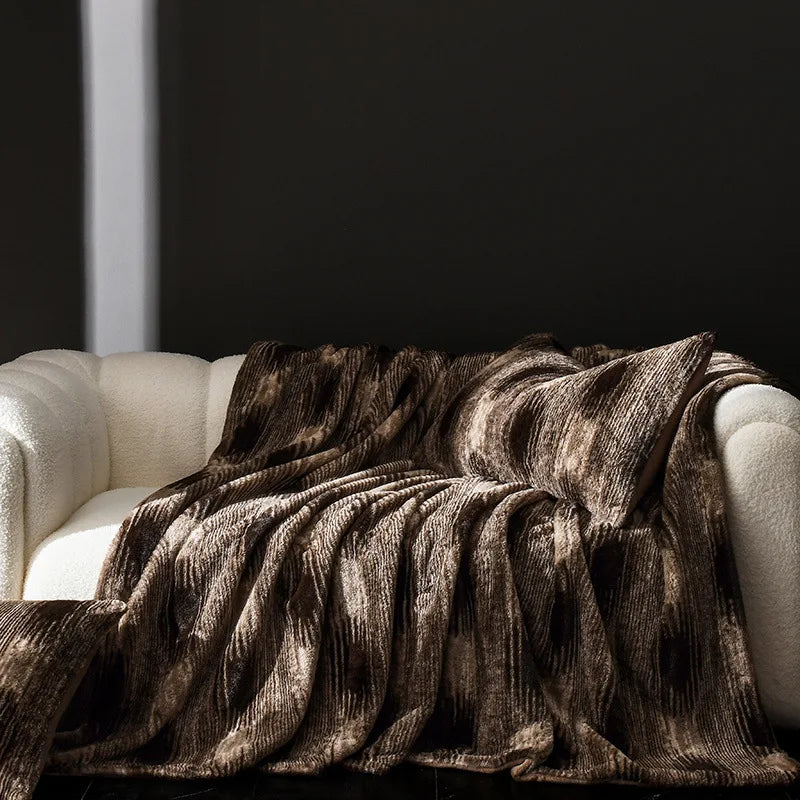 DecorBites™ Cosy Faux Rabbit Plush Blanket in Milk Velvet for Single Sofa Decoration & Napping